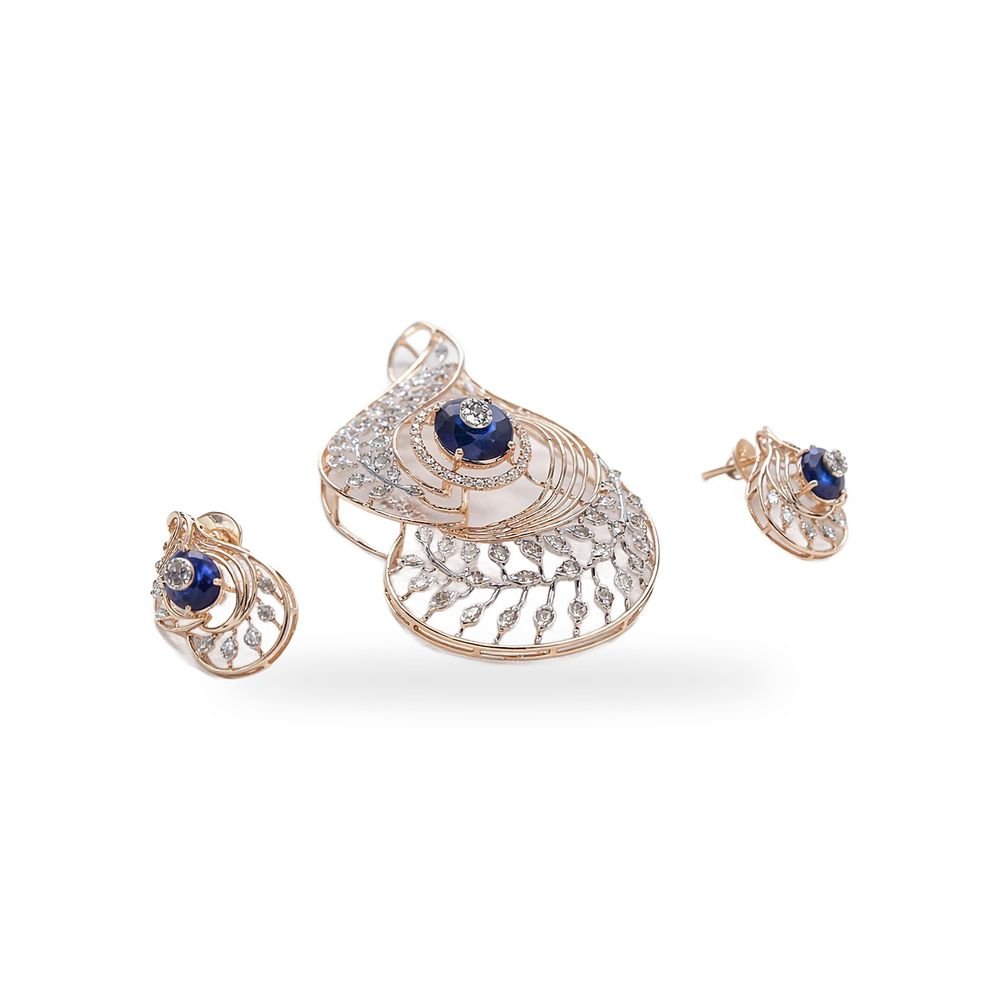 Sapphire Dome Pendant Set
