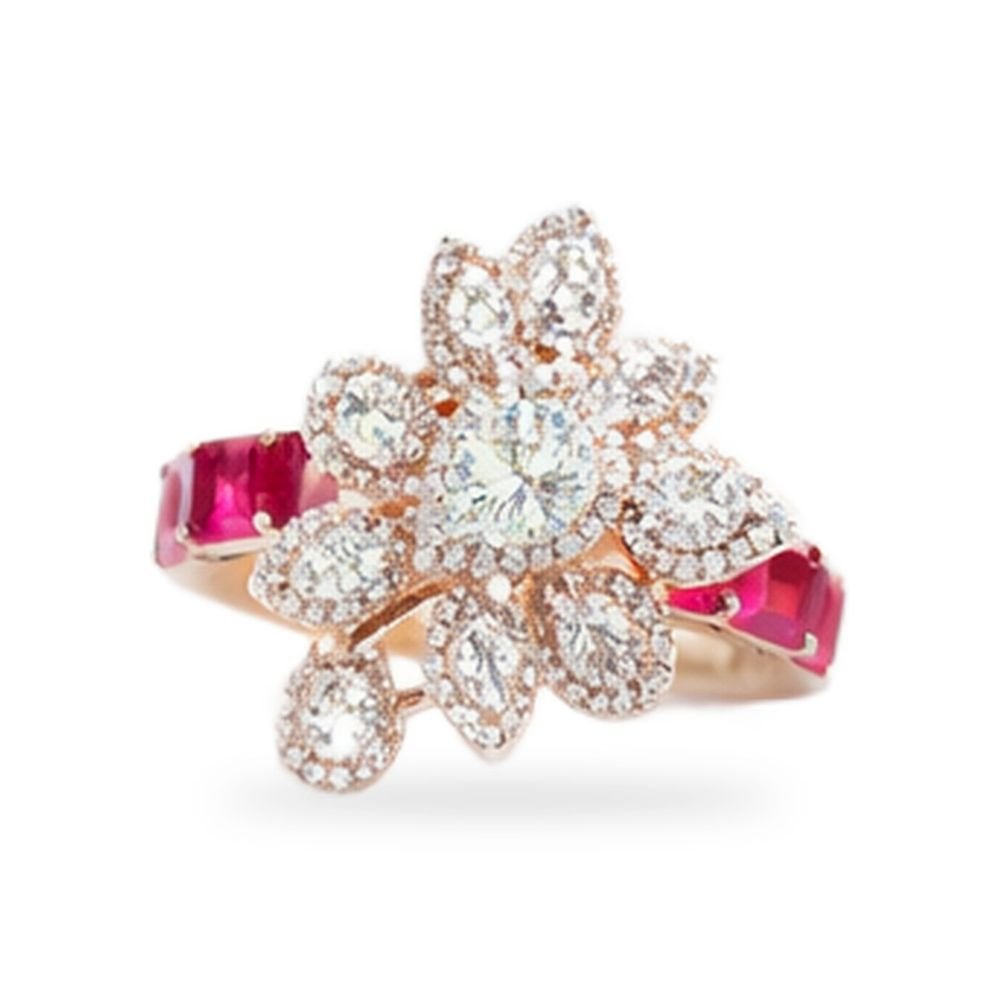 Ruby Blossom Cocktail Ring