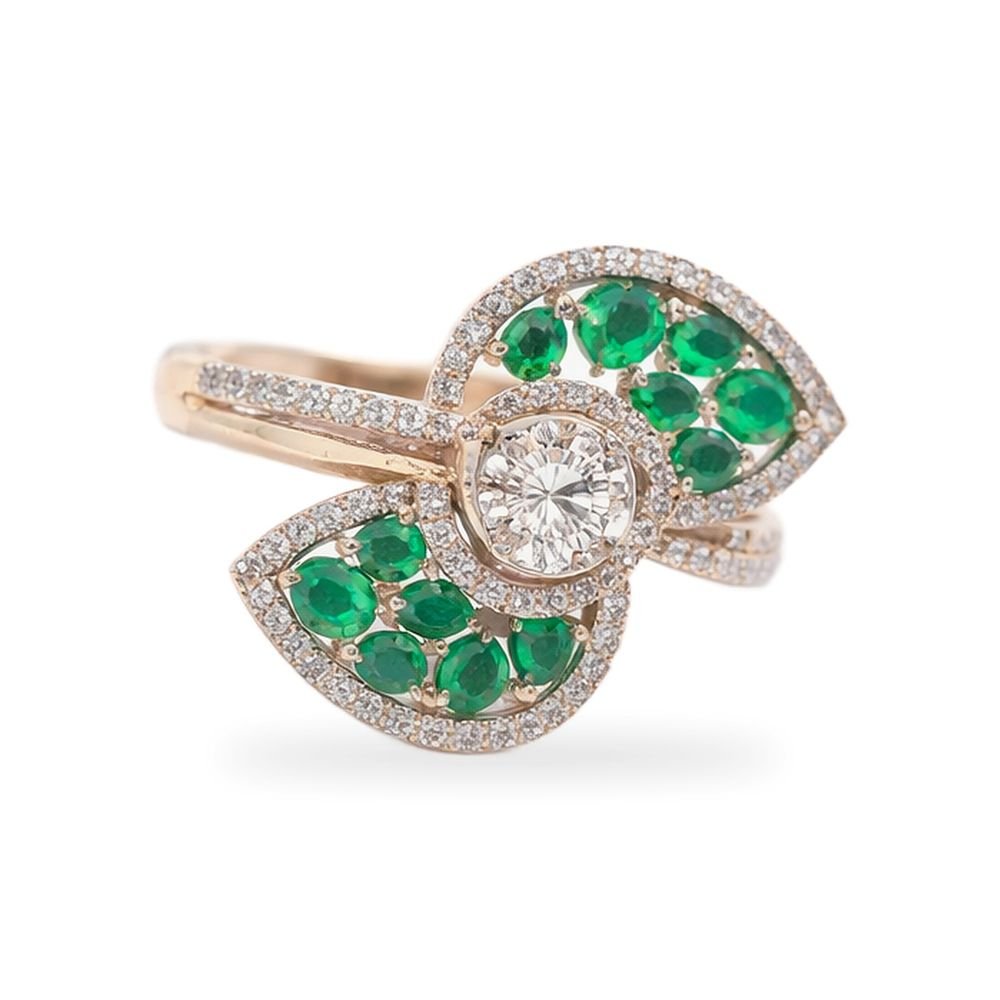 Emerald leaf ring